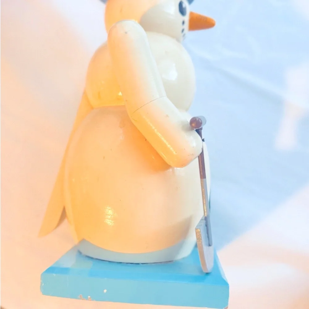 10” VINTAGE Wooden Snowman Nutcracker Collectible Christmas Holiday Decor